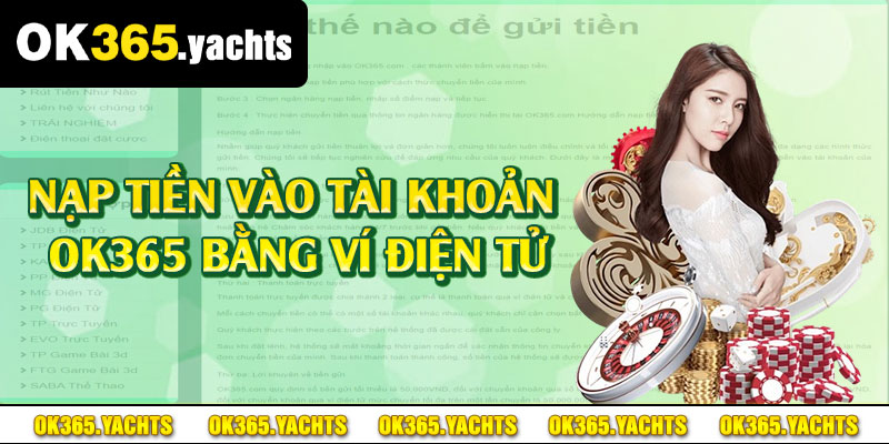 Nạp tiền vào tài khoản OK365 bằng ví điện tử